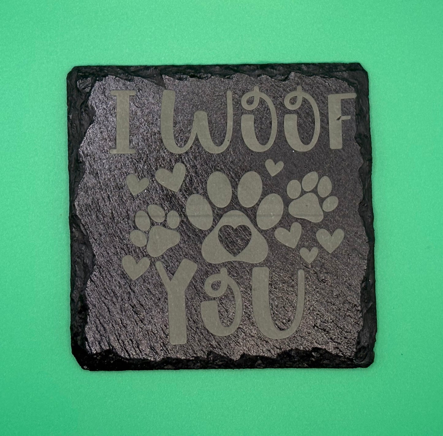 Square Valentine Slate Coaster