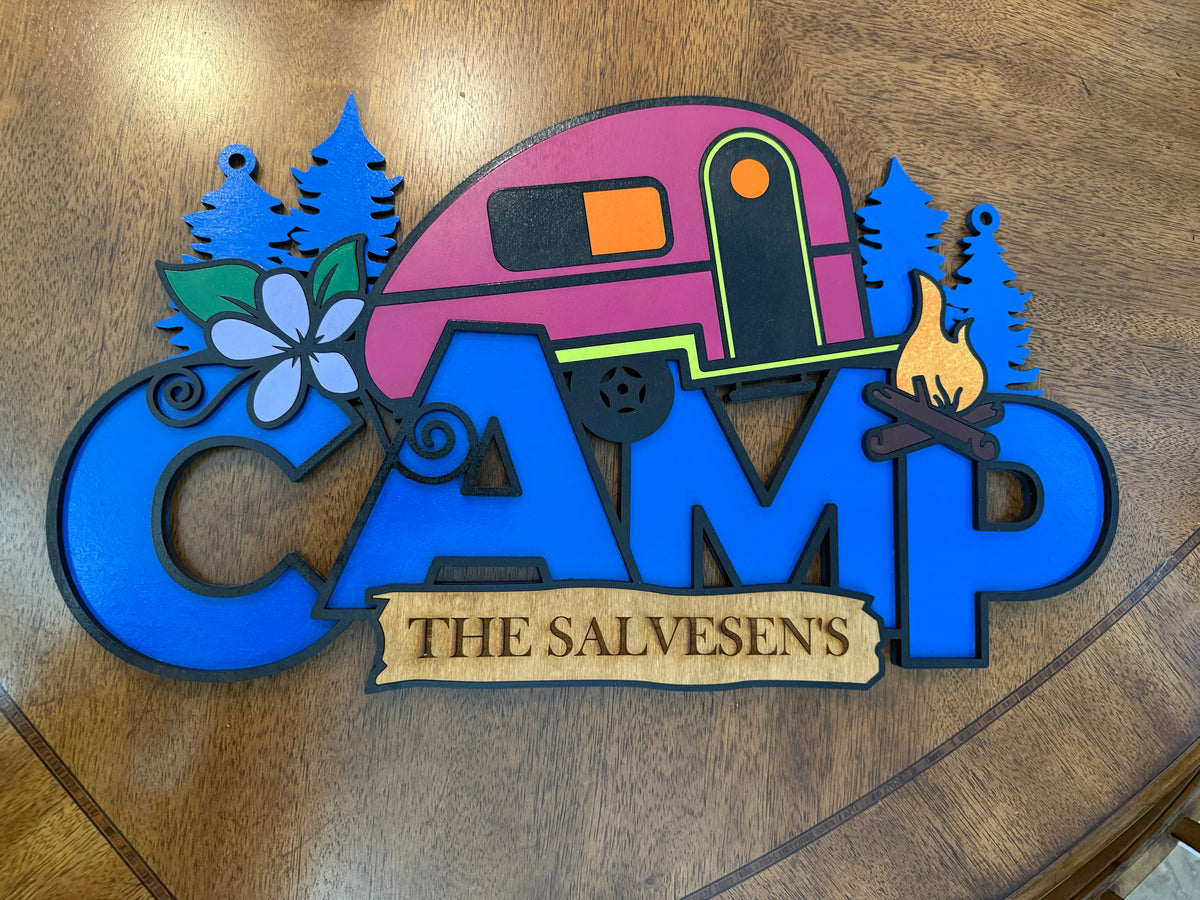 Cute Rave Camp Sign Happy Camp Sign | Laser Cut Maple Wood Camping Sign | Butterfly Cutz LLC